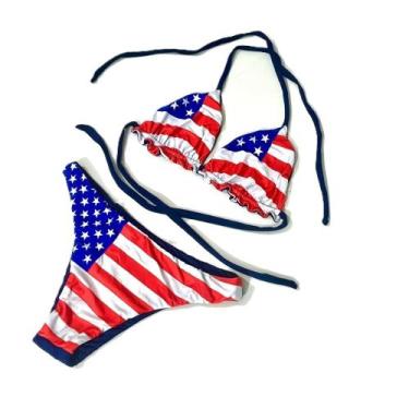 Imagem de Biquíni com a Bandeira dos Estados Unidos dupla face - Nascer do Sol, 