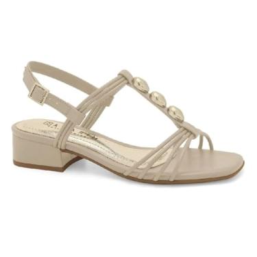 Imagem de Ramarim, Sandália Fem Ramarim Salto Bloco Bless Almond Bege 25-48203 Tamanho:36;Cor:Bege