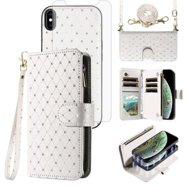 Imagem de Capa carteira compatível com iPhone Xs Max com zíper destacável para celular protetor de tela com alça com glitter flip porta-cartão slot capa para celular para i X XR Xsmax 10x SX Xmax 10xs Xmaxs