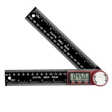 Imagem de Transferidor de ângulo digital, localizador de ângulo de plástico 7 polegadas/200 mm 0-360 °, régua de transferidor digital LCD, ferramenta de medição de precisão de ± 0,5° para marcenaria/construção