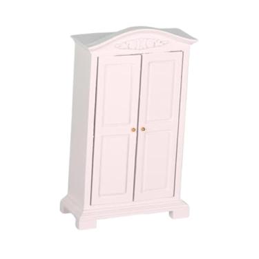 Imagem de menolana Guarda-roupa para casa de bonecas, acessório de decoração em escala 1:12 com compartimentos, ornamento branco, pequeno armário para quarto.