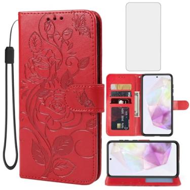 Imagem de Vavies Capa para Galaxy A36 5G, capa carteira para Samsung A 36 com protetor de tela de vidro temperado, capa de telefone com suporte para cartão de crédito de couro floral para Samsung Galaxy A36 5G