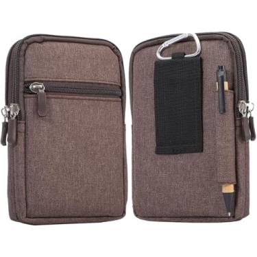 Imagem de Coldre de nylon para celular com laço, pacote de cintura para celular com suporte de cartão masculino, bolsa universal para cinto para smartphone, suporte de clipe de cinto, bolso vertical na cintura