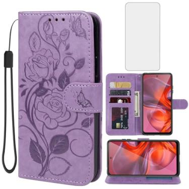 Imagem de Vavies Capa para Moto G05/Moto G15/G15 Power/Moto E15 Capa carteira com protetor de tela de vidro temperado, flor de couro flip suporte para cartão de crédito capa de telefone para Motorola Moto G05