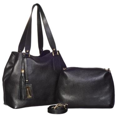 Imagem de Bolsa Feminina Sacola Com Necessaire Couro Sifra (PRETO)