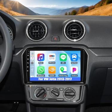 Imagem de [2 + 64 G] Android 15 estéreo automotivo para VW Jetta 2013-2017 com carro sem fio e Android Auto, rádio veicular com tela sensível ao toque de 9 polegadas com link espelhado Bluetooth FM/RDS rádio