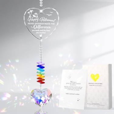 Imagem de Hoemwarm Apanhador de sol de cristal para mulheres, presente de aposentadoria, enfeite de apanhador de sol, coração de cristal, presente para aposentado, colega de trabalho, professora, mãe