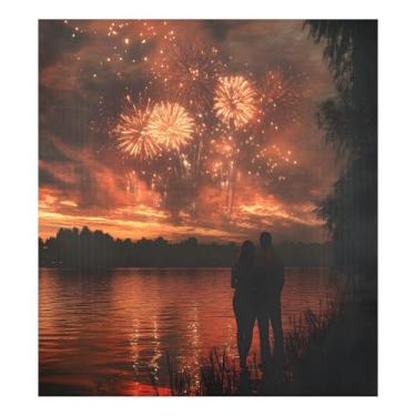 Imagem de SEHANY Capa magnética para máquina de lavar louça, pintura romântica para casais de Dia dos Namorados, adesivos magnéticos decorativos antiarranhões para painel de geladeira e lava-louças, decoração