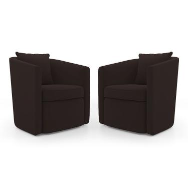 Imagem de Kit 02 Poltronas Decorativas Sala De Estar Aimê Suede Marrom - Desk Design