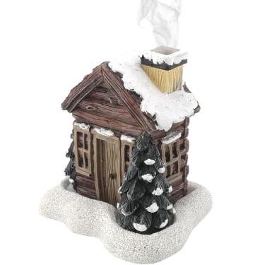 Imagem de Queimador de Incenso Log Cabin Resina Cone Inverno com Decorations Chimney Mesa Férias Árvore para Casa Cozinha Escritór