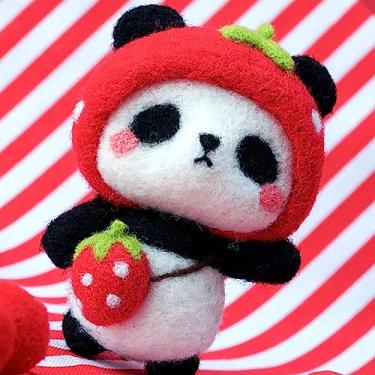 Imagem de Generic Kit de Feltragem de Agulha Materiais para Pingente de lã Em Formato de Panda Fofo para Iniciantes Faça você Mesmo Bonecas de Pelúcia Materiais para Interação entre Pais e Filhos, Feltro de lã 100g (Versão Básica)