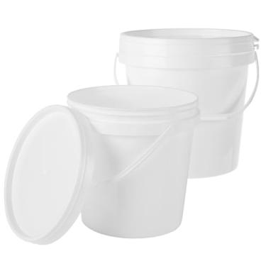 Imagem de AKOLAFE Pacote com 2 baldes de tinta para pintura de plástico de 3 litros recipientes de tinta de retoque com tampas e alças Lata de tinta de 3/4 galão recipientes de armazenamento de tinta vazios