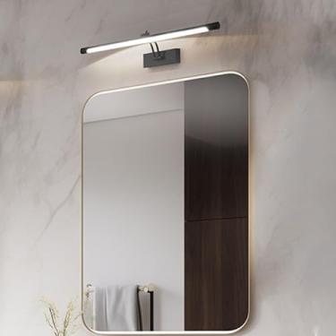 Imagem de GZZBMY LED aplique espelho casa de banho moderno apliques de parede rotativos 350° ângulo ajustável candeeiros de parede maquilhagem iluminação para quarto sala de estar corredor (luz branca preta, 40