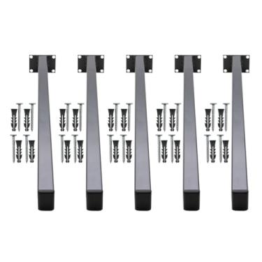 Imagem de Kit 5 Suportes Para Pia De Parafusar 50cm Grapa Mão Francesa Parede Granito Balcão Microondas Banheiro Lavanderia (Preto)