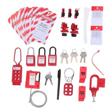 Imagem de Asixxsix Kit de Etiquetagem de Bloqueio Elétrico Loto Elétrico, Kits de Etiqueta de Bloqueio Com Bloqueios de Disjuntor, Cadeado de Segurança, Ferrolho de Bloqueio de Grupo, Etiquetas