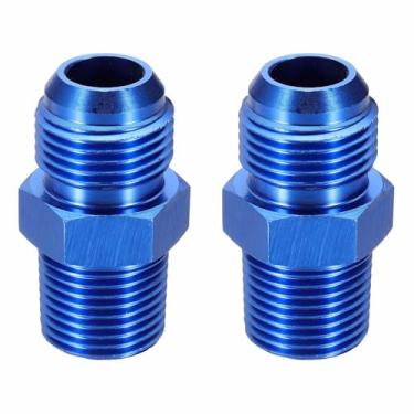 Imagem de HARFINGTON 2 peças 10AN macho para 1/5.1 cm NPT macho adaptador de alargamento reto tubo adaptador de encaixe de linha de mangueira de combustível de alumínio para veículos, azul