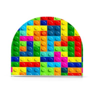 Imagem de Qilmy Porta-guardanapos, blocos de construção de brinquedos coloridos padrão acrílico transparente porta-guardanapos para mesa, suporte de guardanapo de coquetel de papel de seda para cozinha