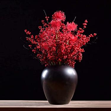 Imagem de Flor artificial com orquídea em vaso, buquês de frutas vermelhas, buquês de frutas silvestres, buquês florais em vasos, orquídeas bonsai grandes para ambientes internos (A)