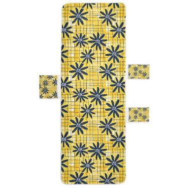 Imagem de STAYTOP Linda capa de toalha de cadeira de praia com fundo listrado de margarida, capa macia para espreguiçadeira, capas de cadeira de praia com bolsos para jardim, pátio, pátio, banhos de sol