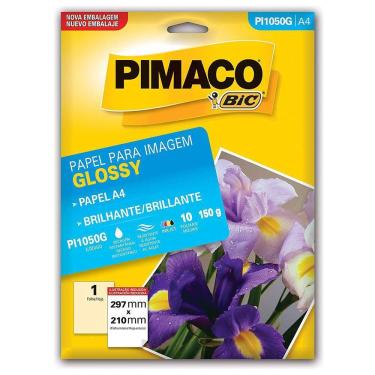 Imagem de Papel Fotográfico A4 Pimaco Glossy 150G Pi1050G 10 Folhas