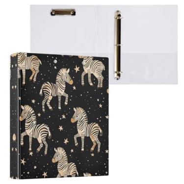 Imagem de STAYTOP Organizador de fichário redondo de zebra de desenho animado, fichário de 3 anéis com prancheta (carta A4), fichário fofo para material de escritório escolar