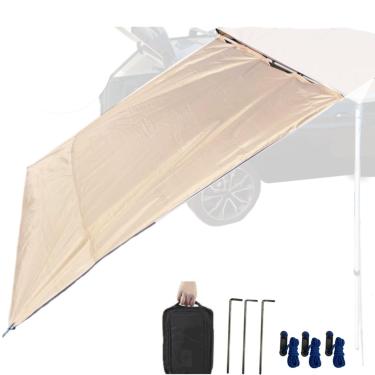 Imagem de DANCHEL OUTDOOR Toldo Lateral Impermeável Para Carro, Proteção Solar, Quebra-Vento E Extensão De Privacidade, Lona Rack Teto, Acessórios Overland (Cáqui, 1,98 M X M)