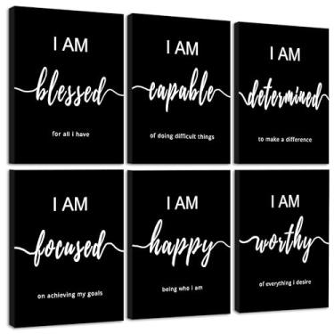 Imagem de KUVIOKE Decoração de parede inspiradora citações motivacionais emolduradas arte de parede encorajadora escritório afirmações positivas frases para crianças sala de aula quarto sala de estar pronto