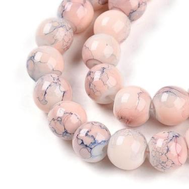 Imagem de 100 contas de vidro para fazer joias, contas redondas de vidro de cristal de 8 mm, rosa enevoada, espaçador, miçanga redonda para artesanato DIY, brincos, colar, pulseira, suprimentos de joias