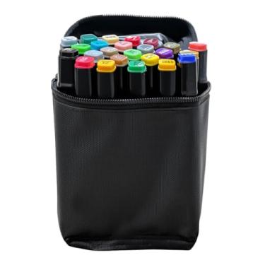 Imagem de Kit 24 Canetinhas Coloridas Com Estojo Organizador Reforçado, Marcador Permanente, Ponta Dupla Macia, Canetas para Colorir, 24 Cores Vibrantes Para Escola, Desenho, Lettering, Pintura E Uso Criativo