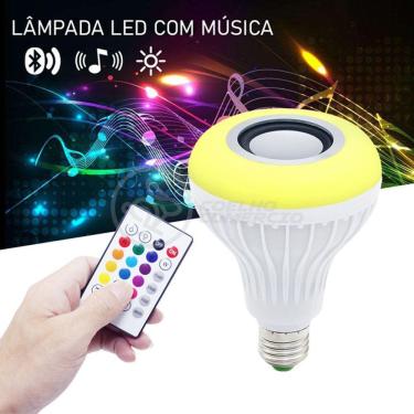 Imagem de Lâmpada Led 12W E27 Rgb Colorida Com Caixa De Som Bluetooth