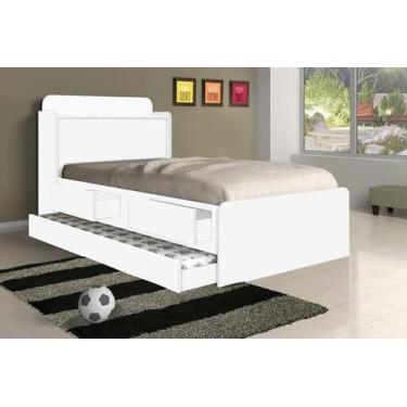 Imagem de Cama Tamires Solteiro 0,88cm com Auxiliar Branco e Dois Colchões - Cam