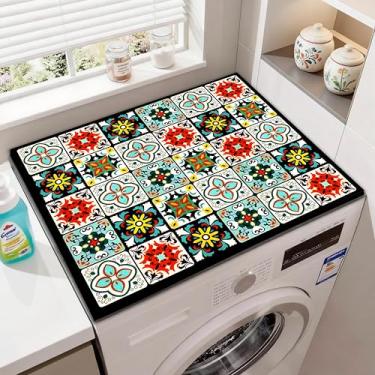 Imagem de Capas de lavadora e secadora para a parte superior de 59,9 cm x 50 cm, tapete protetor superior para lavadora e secadora, almofada antiderrapante para lavanderia, cozinha, decoração de casa