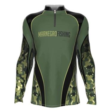 Imagem de Camisa de Pesca Proteção Solar UV Clean Camuflada 2020 - Mar Negro-Unissex