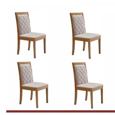 Imagem de Conjunto 4 Cadeiras em Madeira Maciça Estofadas Berlim Espresso Móveis