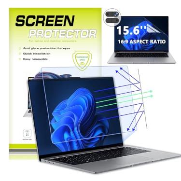 Imagem de 【Pacote com 2】Protetor de tela antiluz azul de 15,6 polegadas com capa de câmera compatível com HP/Dell/Acer/Asus/Samsung/Lenovo/Toshiba/Sony/MSI/LG/Razer Blade, protetor de tela removível de aspecto