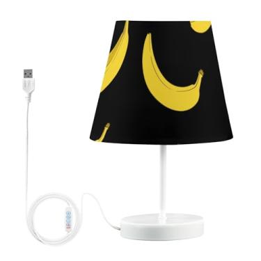 Imagem de GAIGEO Candeeiro de mesa amarelo banana preto USB bonito LED brilhante cabeceira mesa de cabeceira lâmpadas de crianças reguláveis para decoração de quarto