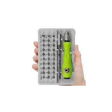 Imagem de 1 conjunto de chaves de fenda de precisão, kit portátil compacto de 32 peças com cruz magnética e cabeças planas para smartphones, câmeras, carros, verde