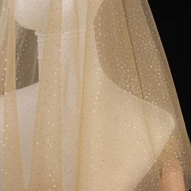 Imagem de HAVII 152,4 cm x 2 jardas fita de tule de tule com glitter dourado para decoração de arco de casamento, decoração de pano de fundo, véu de noiva, saias tutu, artesanato de costura DIY