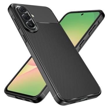 Imagem de Ryphez Capa para Samsung Galaxy A57, capa de TPU flexível e macia com design de fibra de carbono antiimpressão digital à prova de impacto (preto)