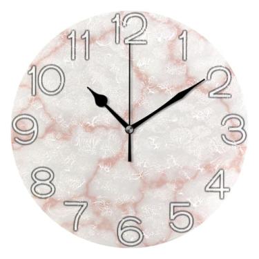 Imagem de GAIGEO Relógio de parede branco com estampa irregular analógico decorativo relógio de cozinha bonito estético silencioso sem tique-taque, decoração de parede vintage, sala de estar, 25 cm, ponteiros