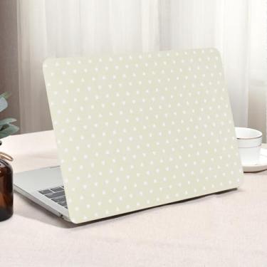 Imagem de Seorsok Compatível com MacBook Air 13 polegadas 2022 2021 2020 2019 2018 versão A1932 A2179 M1 A2337 Touch ID, lindo branco Little Love Hearts capa rígida de couro plástico com capa de teclado, bege