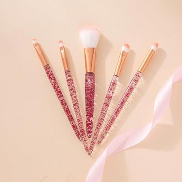 Imagem de Pincel de maquiagem com glitter de cristal para base, corretivo, sombra, blush e lábios (vermelho-5 peças)