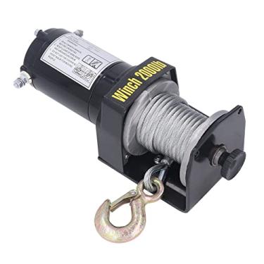 Imagem de Cryfokt Guincho Elétrico Terminal Preciso do Núcleo de Cobre da Corda de Fio de Aço 2000lbs Com Gancho de Aço da Liga para o Reboque, Suv, Barco 24v