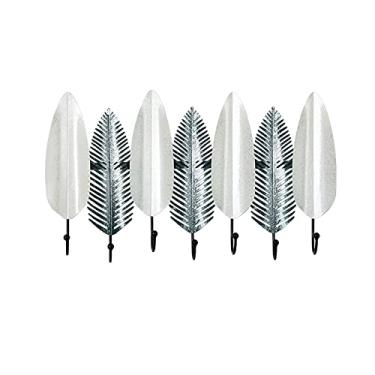 Imagem de Gancho de folha decoração nórdica estilo retrô gancho pesado para pendurar na parede feito à mão ferro forjado decoração de parede cabide com 5 ganchos e 7 ganchos montado na parede moderno cabide