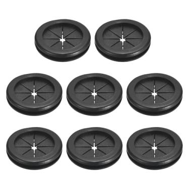 Imagem de 8 peças de ilhós de borracha 1-1/14" (32 mm) ID 1-1/2" (38 mm) furo de perfuração dupla face firewall plugues de fiação elétrica redonda, preto