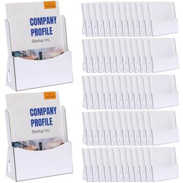 Imagem de Suporte de folheto ondulado com três dobras de 50 unidades, 21 x 28 cm, suporte para cartão, literatura, folheto, expositor de marcadores de página para revistas, panfletos, cardápios, escritórios