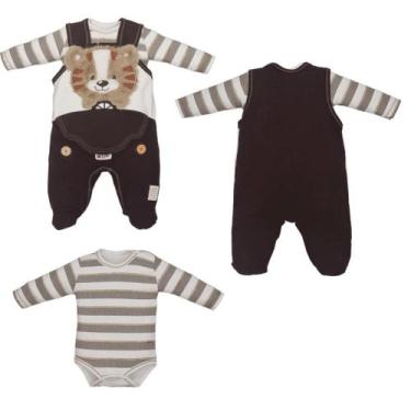 Imagem de Macacão Com Body Bebê Menino Café Luiz Otávio Tigrinho, RN
