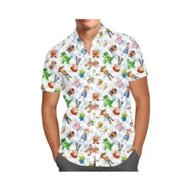 Imagem de Camisa Havaiana Toy Story Para Homens E Mulheres, Manga Curta, Botão F