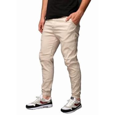 Imagem de Calça Jogger Sarja Masculina Skinny Com Punho - Wooks, GG, Bege