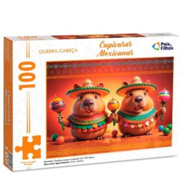 Imagem de Quebra-Cabeça 100 peças Capivaras Mexicanas - Pais e Filhos